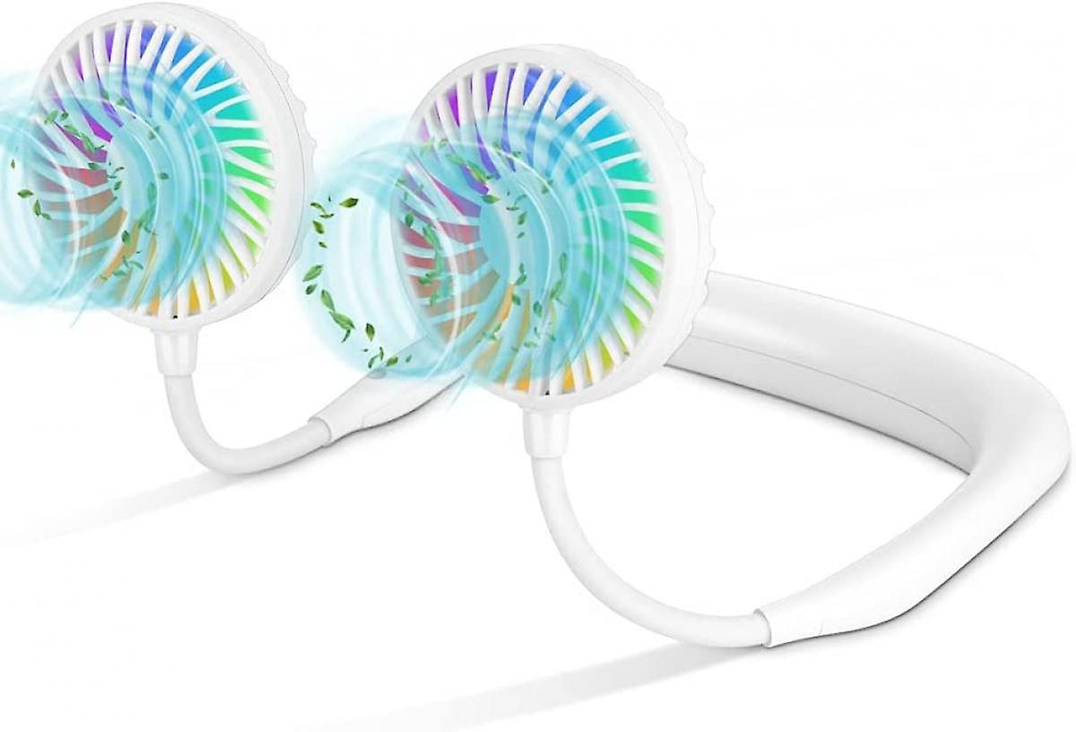 Neck Fan Rechargeable USB Fan With Color Changing LED Lights