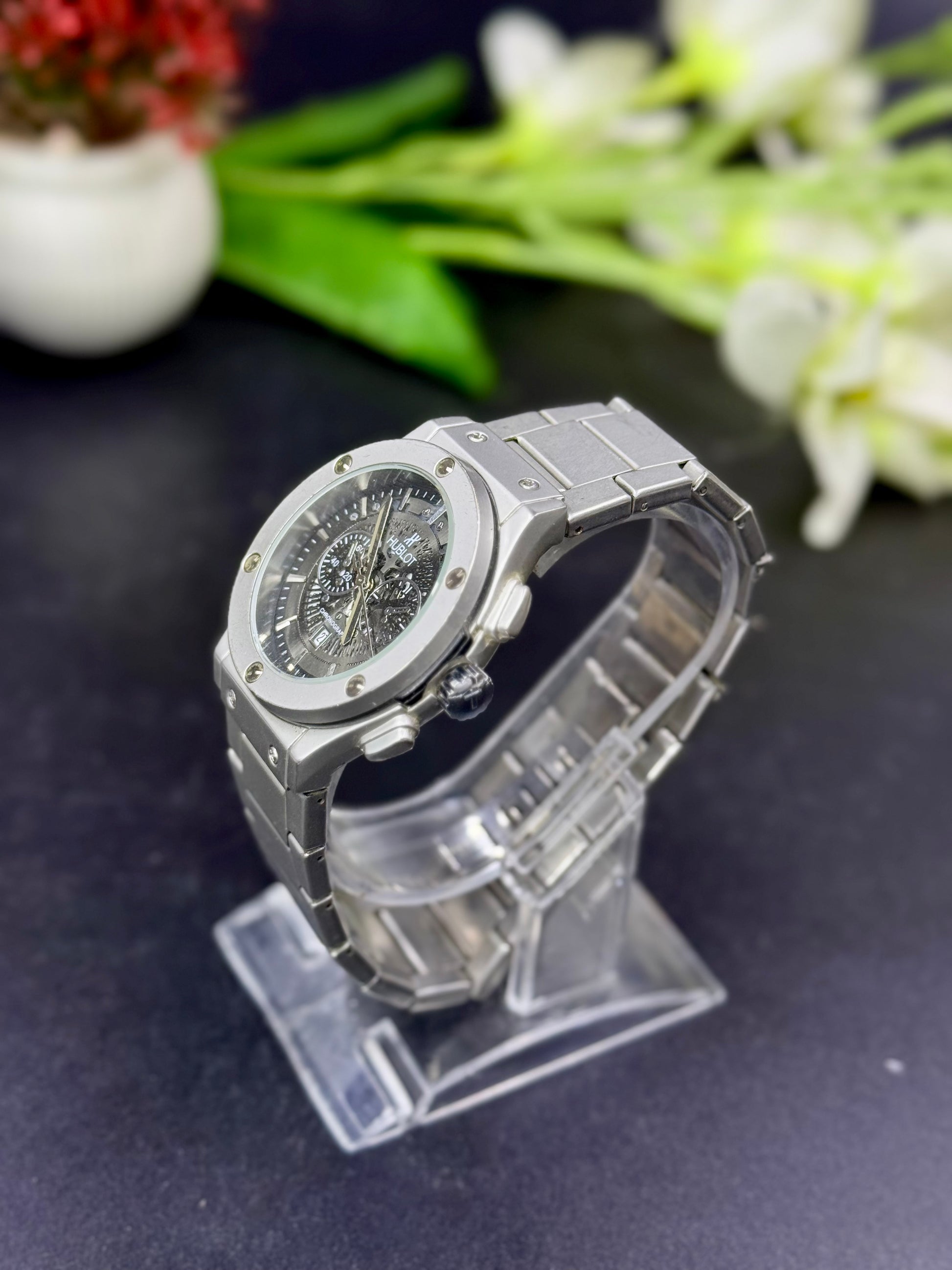 Hublt Silver Chronograph Men’s Watch – Luxury Steel Edition | MJ Store