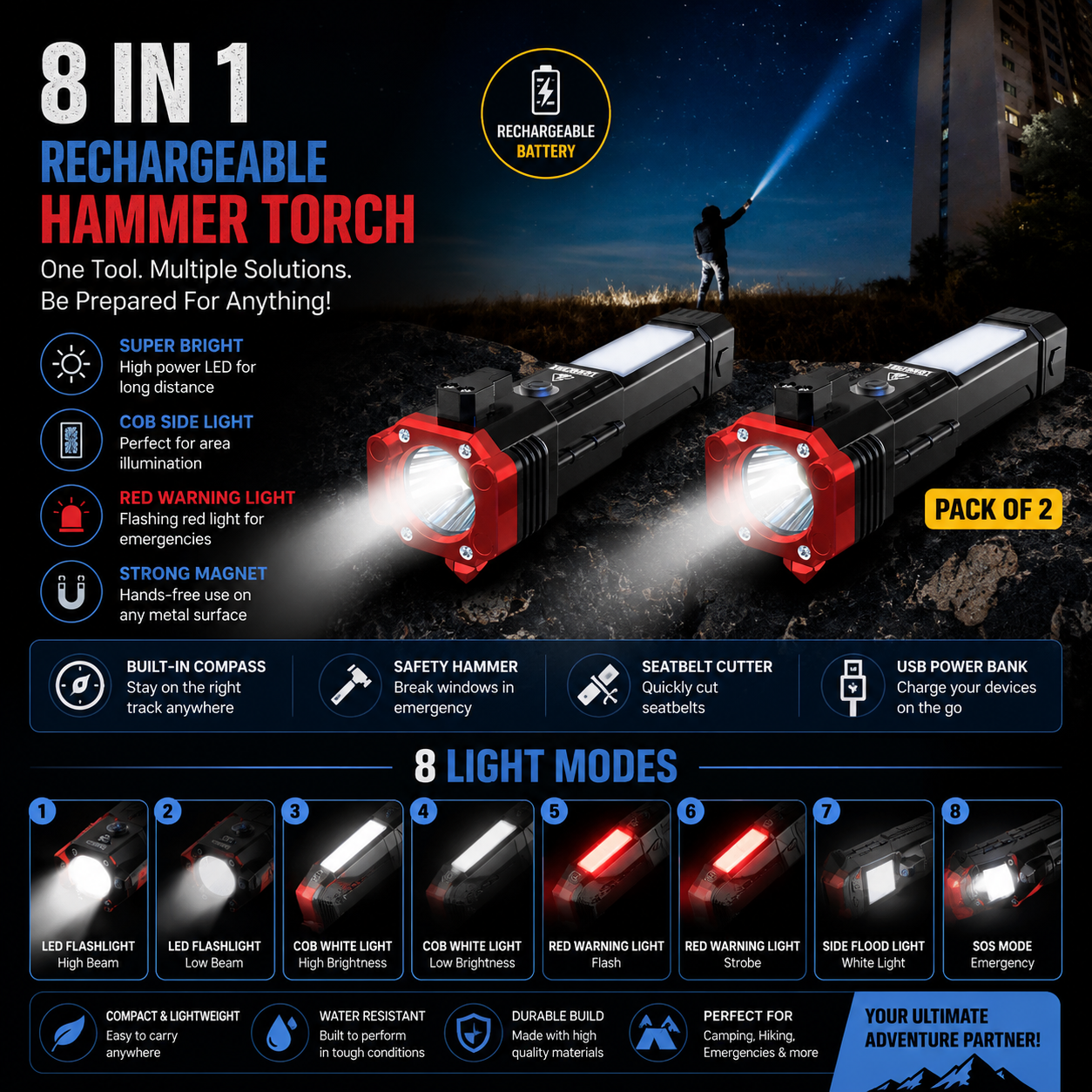 8-in-1 Emergency Flashlight