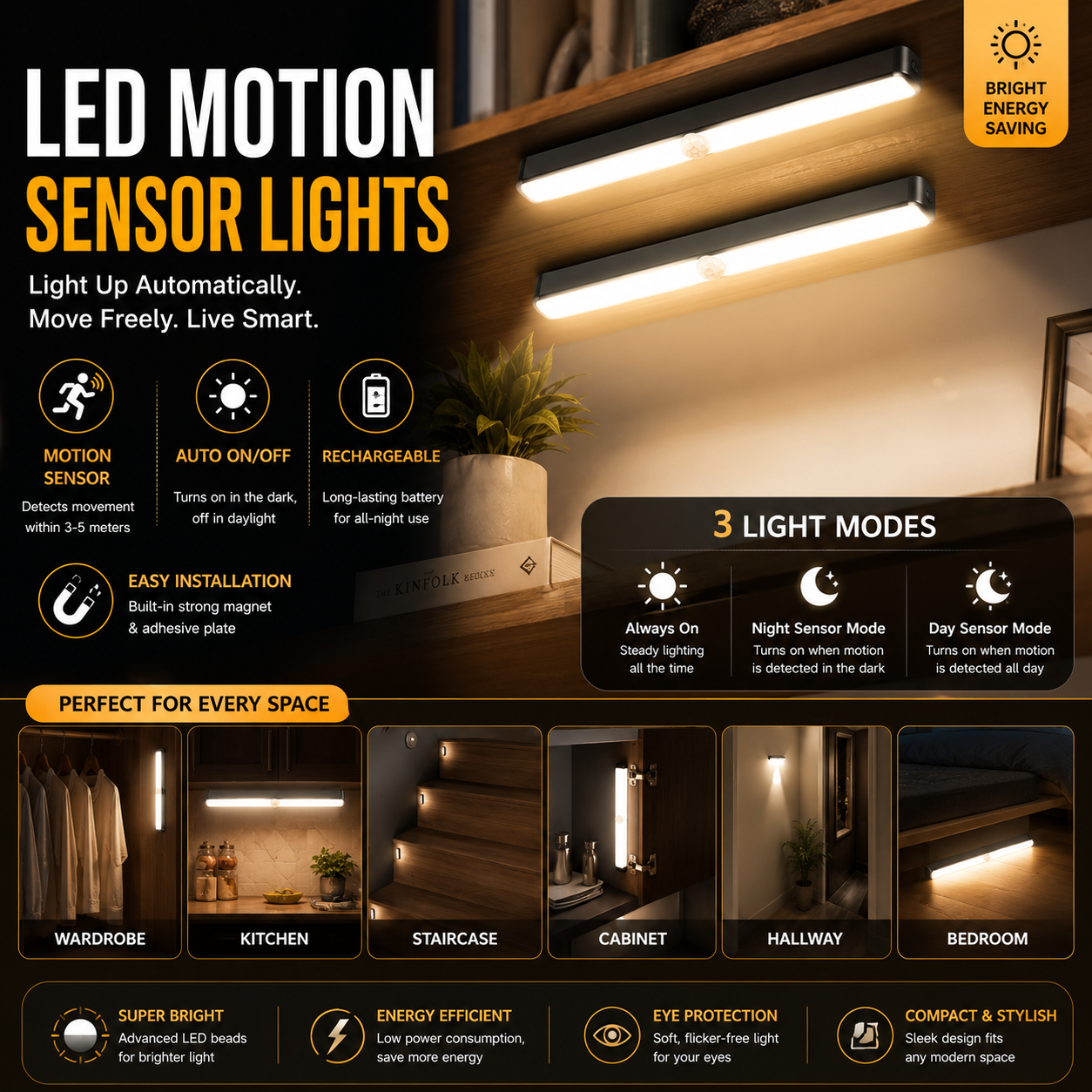 Wireless Rechargeable Magnetic Night Light