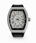Franck Muller Vanguard Diamond Edition Silver Bezel White Dial Black Strap