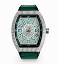 Franck Muller Vanguard Diamond Edition Green Strap Silver Bezel White/Green Dial