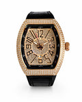 Franck Muller Vanguard Diamond Edition Black Strap Golden Bezel Golden Dial