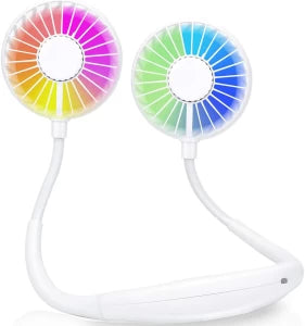Neck Fan Rechargeable USB Fan With Color Changing LED Lights